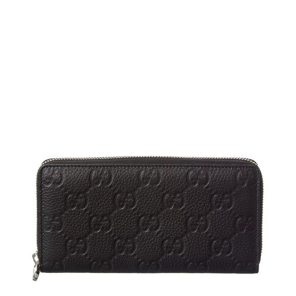 Gucci Imprint Leather Zip Around Wallet, Black - Picture 1 of 5